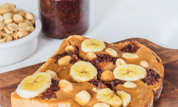 bananas-and-peanut-butter-on-whole-grain-bread for breakfast