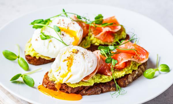 avocado toast with poached eggs