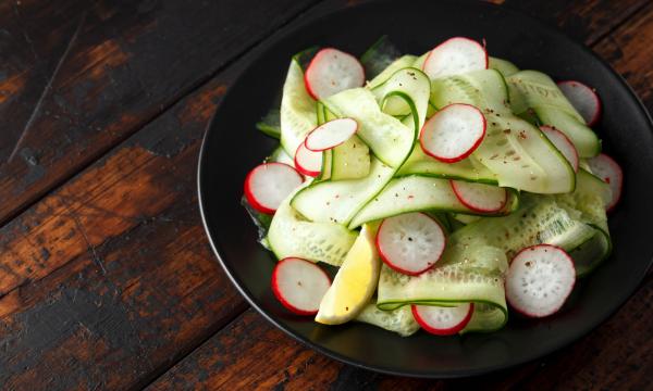 radish and cucumber salad with lemon dressing